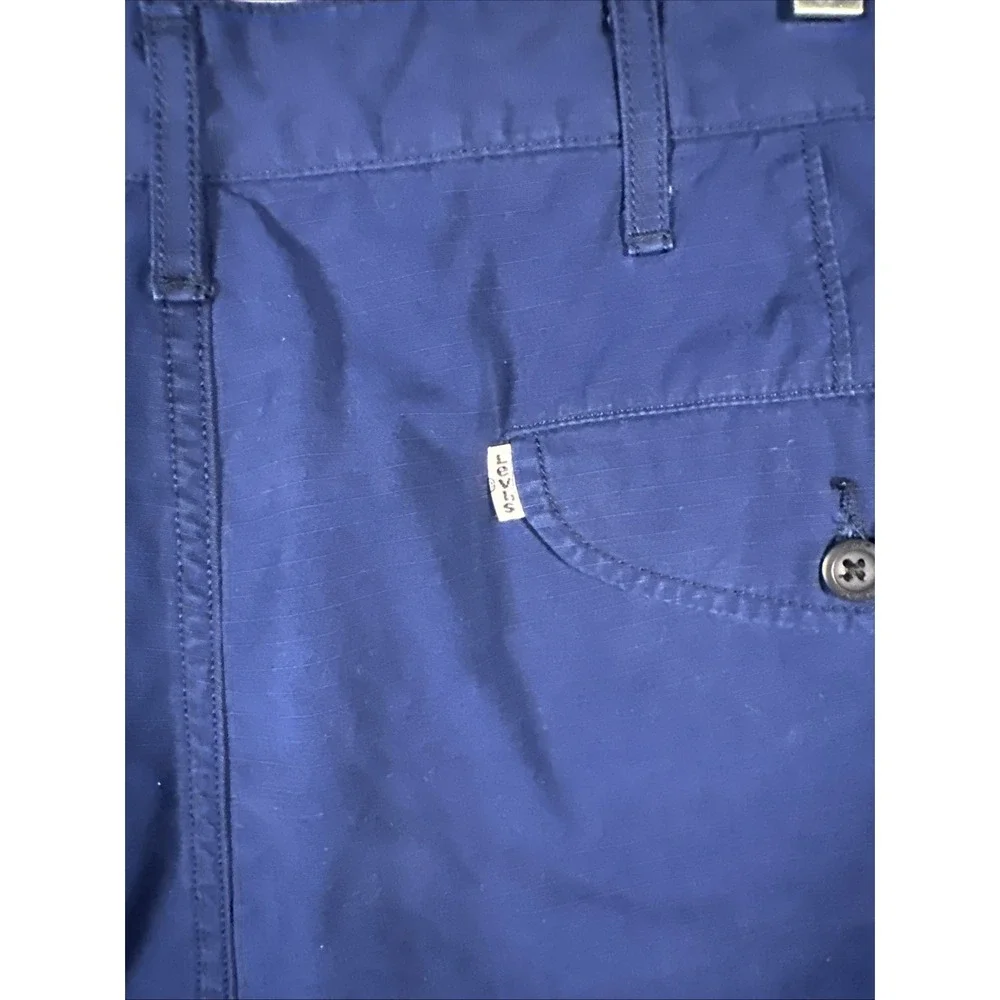 Levi's Shorts Men 40 Blue 100% Cotton Ripstop Cargo‎ Pockets White Tab